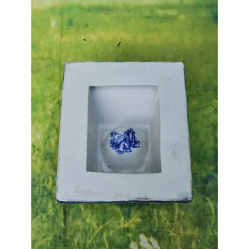 Cauldon England Blue & White Classical Inkwell Circa 1925 Marked Underneath Vtg